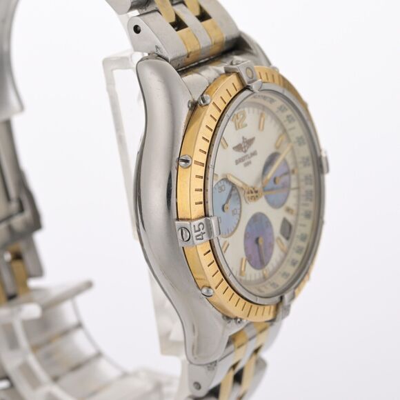 Breitling Chrono Cockpit D30012 Mother of Pearl Dial 37mm 18k Gold Watch - Picture 4 of 11
